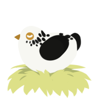 Cedric, a white and black chicken with a neck-speckle pattern