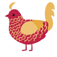 Fries, a crimson and honey chicken with a lace pattern
