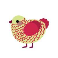 (unnamed), a lemon and crimson chicken with a lace pattern