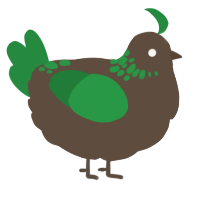 A bark and viridian chicken with a neck-speckle pattern