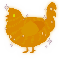 Goldenglow, a ochre chicken with a bar pattern