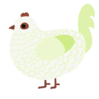 A white and apple chicken with a lace pattern
