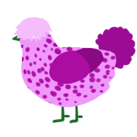 Cyressus, a lavender and plum chicken with a speckle pattern
