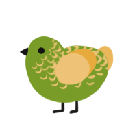 Parasol, a chartreuse and honey chicken with a half-lace pattern