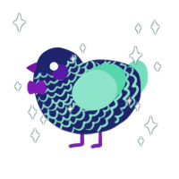 lucid, a navy and mint chicken with a lace pattern