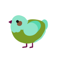 Blue Java Banana, a chartreuse and mint chicken with a head pattern