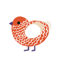 Candied Orange Peel, a vermilion and cream chicken with a lace pattern