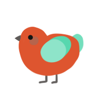 Persimmon, a vermilion and mint chicken