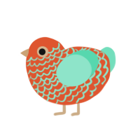(unnamed), a vermilion and mint chicken with a lace pattern