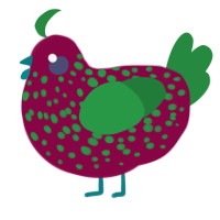 disgusting melon, a maroon and viridian chicken with a speckle pattern
