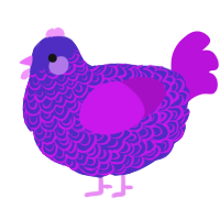(unnamed), a indigo and amethyst chicken with a double-lace pattern