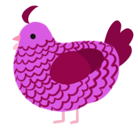A orchid and maroon chicken with a lace pattern