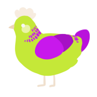 A lime and amethyst chicken with a neck-band pattern