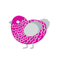 yeah-, a fuchsia and silver chicken with a lace pattern