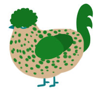 蝦餃, a beige and leaf chicken with a speckle pattern