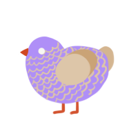 Pompomlicorish, a lilac and beige chicken with a lace pattern