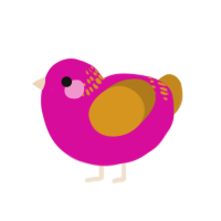 (unnamed), a fuchsia and ochre chicken with a neck-band pattern