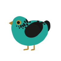 (unnamed), a turquoise and sable chicken with a neck-speckle pattern