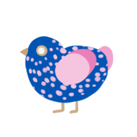 (unnamed), a ultramarine and pink chicken with a speckle pattern