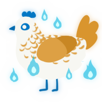 Parhelion, a white and orange chicken with a half-lace pattern