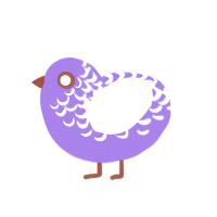 Sugarplum, a blurple and cream chicken with a half-lace pattern