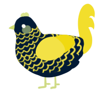 A tumblr and yellow chicken with a lace pattern