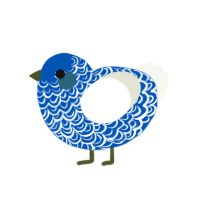 Jewel, a ultramarine and white chicken with a double-lace pattern