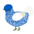 A ultramarine and white chicken with a double-lace pattern