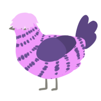 A lavender and overcast chicken with a bar pattern