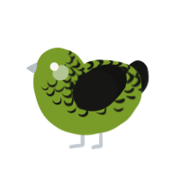 Vulcan Blood, a chartreuse and black chicken with a half-lace pattern