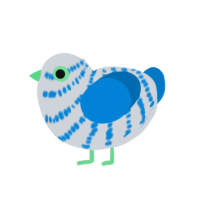 Marcus contender, a mist and sapphire chicken with a bar pattern