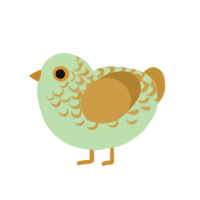 Marigold, a gluppy and gold chicken with a half-lace pattern