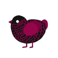 maroon 1-, a black and maroon chicken with a lace pattern