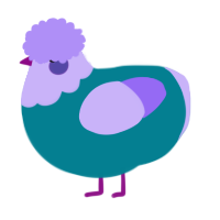 Miranda, a sea and lilac chicken with a head pattern