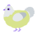 A lemon and mist chicken with a head pattern