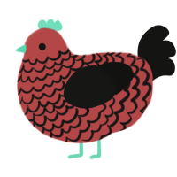(unnamed), a red and black chicken with a lace pattern