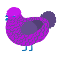 Amethyst, a amethyst and overcast chicken with a lace pattern