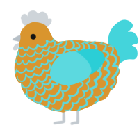 Oh No My Cheese, a orange and aqua chicken with a lace pattern