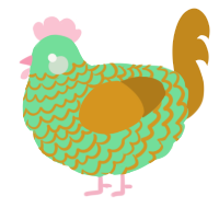 (unnamed), a spring and ochre chicken with a lace pattern