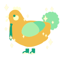 A orange and aqua chicken