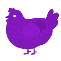 G1, a violet chicken with a speckle pattern