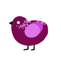 Chanel, a wine and orchid chicken with a neck-speckle pattern