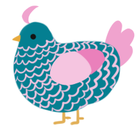 A sea and pink chicken with a lace pattern