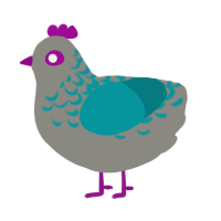 A ash and teal chicken with a half-lace pattern