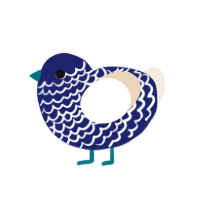 (unnamed), a navy and cream chicken with a lace pattern