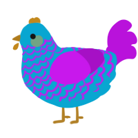 A cerulean and amethyst chicken with a lace pattern