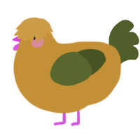 A gold and olive chicken