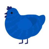 Calm Waters, a ultramarine chicken with a bar pattern