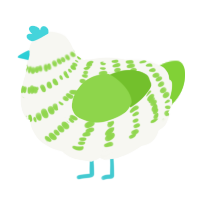A white and grass chicken with a bar pattern