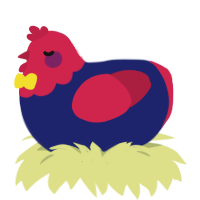 A navy and crimson chicken with a head pattern